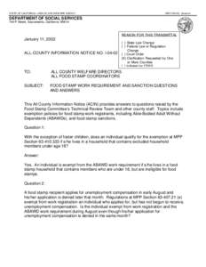 STATE OF CALIFORNIA—HEALTH AND WELFARE AGENCY  GRAY DAVIS, Governor DEPARTMENT OF SOCIAL SERVICES 744 P Street, Sacramento, California 95814