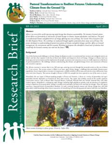 Pastoral Transformations to Resilient Futures: Understanding Climate from the Ground Up Research Brief  Feed the Future Innovation Lab for Collaborative Research on Adapting Livestock Systems to Climate Change