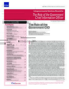 GSA Office of Citizen Services and Communications  Intergovernmental Solutions Newsletter The Role of the Government Chief Information Officer