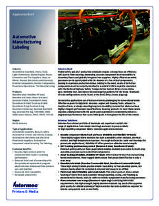 Application Brief  Automotive Manufacturing Labeling