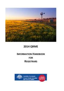 2014 QRME INFORMATION HANDBOOK FOR REGISTRARS