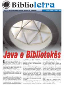 Biblioletra  REVISTË E BIBLIOTEKËS KOMBËTARE DHE UNIVERSITARE TË KOSOVËS VITI 3 • NUMRI 1 • PRILL 2006
