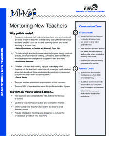 Tending to the spirit/culture  Mentoring New Teachers Construction Zone