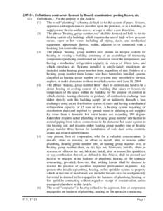 § [removed]Definitions; contractors licensed by Board; examination; posting license, etc. (a) Definitions. – For the purpose of this Article: (1) The word 