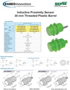 Sensors and Instruments  Inductive Proximity Sensor 30 mm Threaded Plastic Barrel Specifications Inductive Proximity Sensor