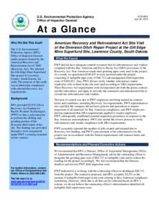 At a Glance: American Recovery and Reinvestment Act Site Visit of the Diversion Ditch Repair Project at the Gilt Edge Mine Superfund Site, Lawrence County, South Dakota