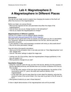 Heliophysics Summer School 2013!  Boulder, CO Lab 4: Magnetosphere 2: A Magnetosphere in Different Places