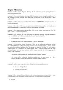 Chapter 3 Exercises Exercise 1: Draw a tree diagram showing all the elementary events arising from two successive throws of a die. Exercise 2: Draw a tree diagram showing all the elementary events arising from a throw of