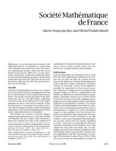 Société Mathématique de France Marie-Françoise Roy and Michel Waldschmidt