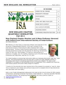 NEW ENGLAND ISA NEWSLETTER  Fall 2011 IN THE NEWS  HONOR FOR NEC MEMBER