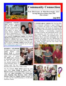 Community Connection New Horizons at Marlborough, LLC Serving Metrowest Seniors Since 1994 This is home! July 2015