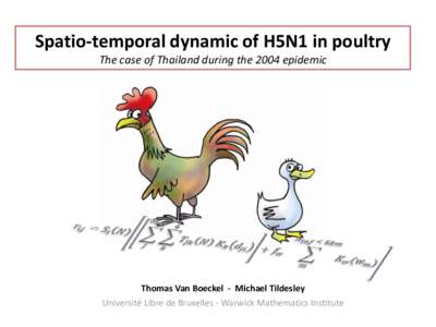 Spatio-temporal dynamic of H5N1 in poultry The case of Thailand during the 2004 epidemic Thomas Van Boeckel - Michael Tildesley Université Libre de Bruxelles - Warwick Mathematics Institute