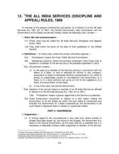 12. 1THE ALL INDIA SERVICES (DISCIPLINE AND APPEAL) RULES, 1969 In exercise of the powers conferred by sub-section (I) of Section 3 of the All India
