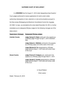 Order – Supplemental Wiretap Judge Designation Order