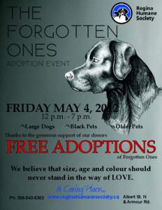 THE FORGOTTEN ONES ADOPTION EVENT FRIDAY MAY 4, [removed]p.m. - 7 p.m.