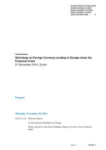 Workshop on Foreign Currency Lending in Europe since the Financial Crisis