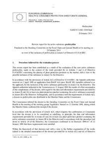 -1-  EUROPEAN COMMISSION HEALTH & CONSUMER PROTECTION DIRECTORATE-GENERAL Directorate E – Safety of the food chain Unit E.3 - Chemicals, contaminants, pesticides