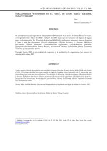 ACTA OCEANOGRAFICA DEL PACIFICO. VOL. 15, Nº1, 2009 FORAMINÍFEROS BENTÓNICOS DE LA BAHÍA DE SANTA ELENA- ECUADOR, DURANTEPor: Elena Gualancañay (1) RESUMEN