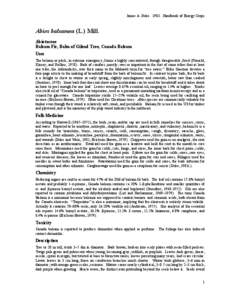 James A. Duke[removed]Handbook of Energy Crops  Abies balsamea (L.) Mill. Abietaceae Balsam Fir, Balm of Gilead Tree, Canada Balsam Uses