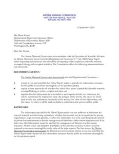 MARINE MAMMAL COMMISSION 4340 East-West Highway, Room 700 Bethesda, MD[removed]September 2008 Ms. Diana Hynek