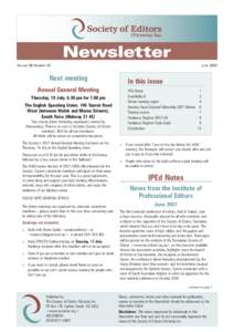 Newsletter June 2007 Volume 36 Number 10  Next meeting