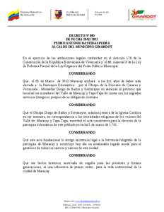 Despacho del Alcalde DECRETO Nº 005 DE FECHA[removed]PEDRO ANTONIO BASTIDAS PEDRA