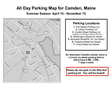All Day Parking Map for Camden, Maine Summer Season April 15 - November 15 M ou n ta in
