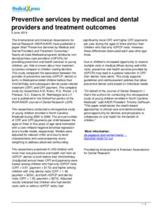 Preventive services by medical and dental providers and treatment outcomes