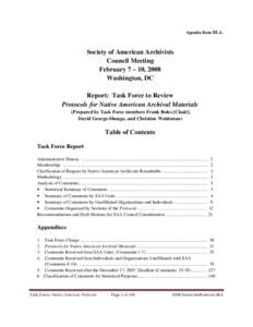 Agenda Item III.A.  Society of American Archivists Council Meeting February 7 – 10, 2008 Washington, DC