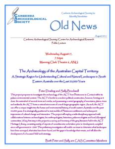 Canberra Archaeological Society Inc Monthly Newsletter Old News August 2011