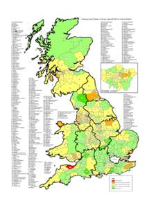 Office for National Statistics / United Kingdom Census / Geography / Total fertility rate in England by county / unitary authority / United Kingdom / Geocodes / ONS coding system