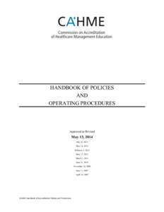 HANDBOOK OF POLICIES AND OPERATING PROCEDURES Approved as Revised
