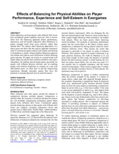 Effects of Skill Balancing for Physical Abilities on Player Performance, Experience and Self-Esteem in Exergames