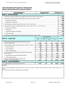 CA[removed]Cash Assistance Program for Immigrants Monthly Caseload Movement Statistical Report, Aug11.