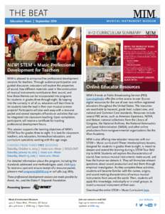 THE BEAT Education News | September 2014 MUSICAL INSTRUMENT MUSEUM  NEW! STEM + Music Professional
