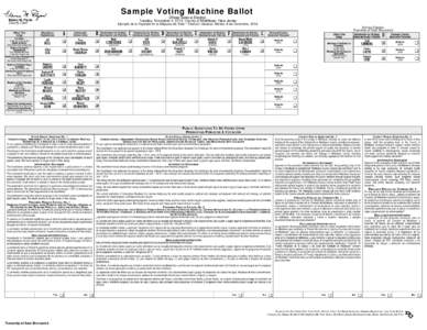 Sample Voting Machine Ballot Official General Election Tuesday, November 4, 2014, County of Middlesex, New Jersey Elaine M. Flynn County Clerk