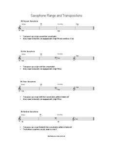 Saxophone Range and Transpositions Bb Soprano Saxophone • •