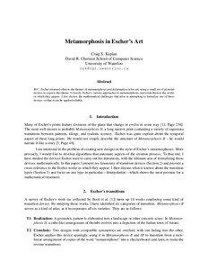 Metamorphosis in Escher’s Art Craig S. Kaplan David R. Cheriton School of Computer Science