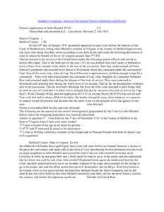 Southern Campaigns American Revolution Pension Statements and Rosters Pension Application of John Mitchell S5767 VA Transcribed and annotated by C. Leon Harris. Revised 12 Oct[removed]State of Virginia } Bedford County } S