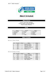 JWC11 – Match Schedule  Match Schedule