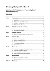 Model Local Law No 7 (Indigenous Community Land Management) 2010