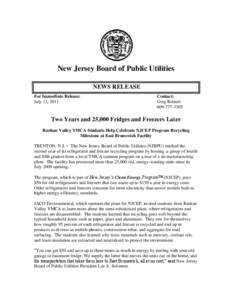 New Jersey Board of Public Utilities NEWS RELEASE For Immediate Release: July 13, 2011  Contact: