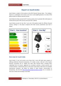 Financial Secrecy Index  Saudi Arabia Report on Saudi Arabia Saudi Arabia is ranked at 31st position on the 2013 Financial Secrecy Index. This ranking is