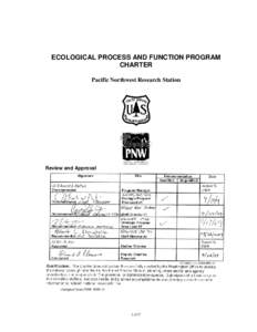 ECOLOGICAL PROCESS AND FUNCTION PROGRAM CHARTER