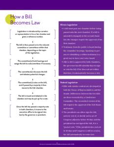 How a Bill Becomes Law Illinois Legislation • A bill must pass one chamber before being