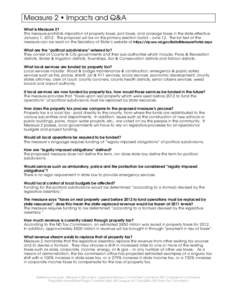 Measure 2 • Impacts and Q&A   What is Measure 2? This measure prohibits imposition of property taxes, poll taxes, and acreage taxes in the state effective January 1, 2012. The proposal will be on the primary election