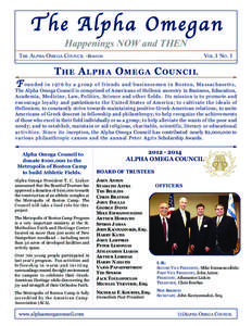 The Alpha Omegan Happenings NOW and THEN THE ALPHA OMEGA COUNCIL -BOSTON  F