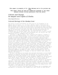 This paper is property of Dr. Edna MacLean and is for private use only. This paper cannot be used for commercial purposes or any other purpose without written permission from the author.  Culture and Change