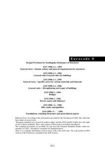 Eurocode 8 Design Provisions for Earthquake Resistance of Structures ENV[removed] : 1994