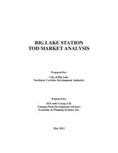 BIG LAKE STATION TOD MARKET ANALYSIS Prepared for: City of Big Lake Northstar Corridor Development Authority